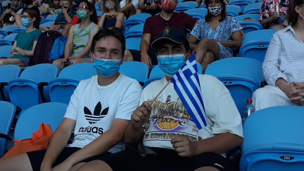 Stefanos Tsitsipas' fans at the 2021 Australian Open. 
