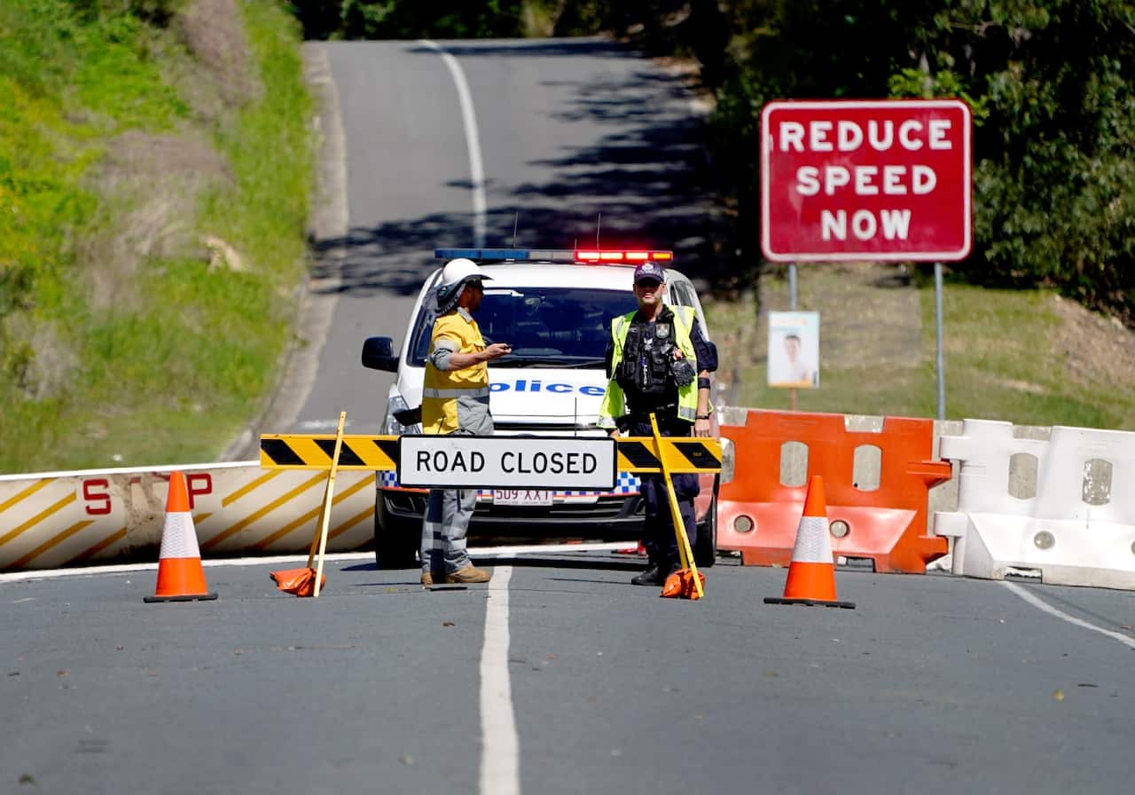 A road block in Queensland last month.