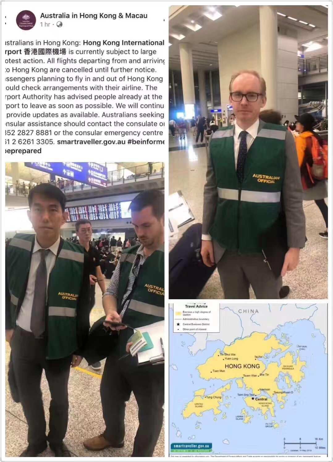 Consular officials at Hong Kong International Airport
