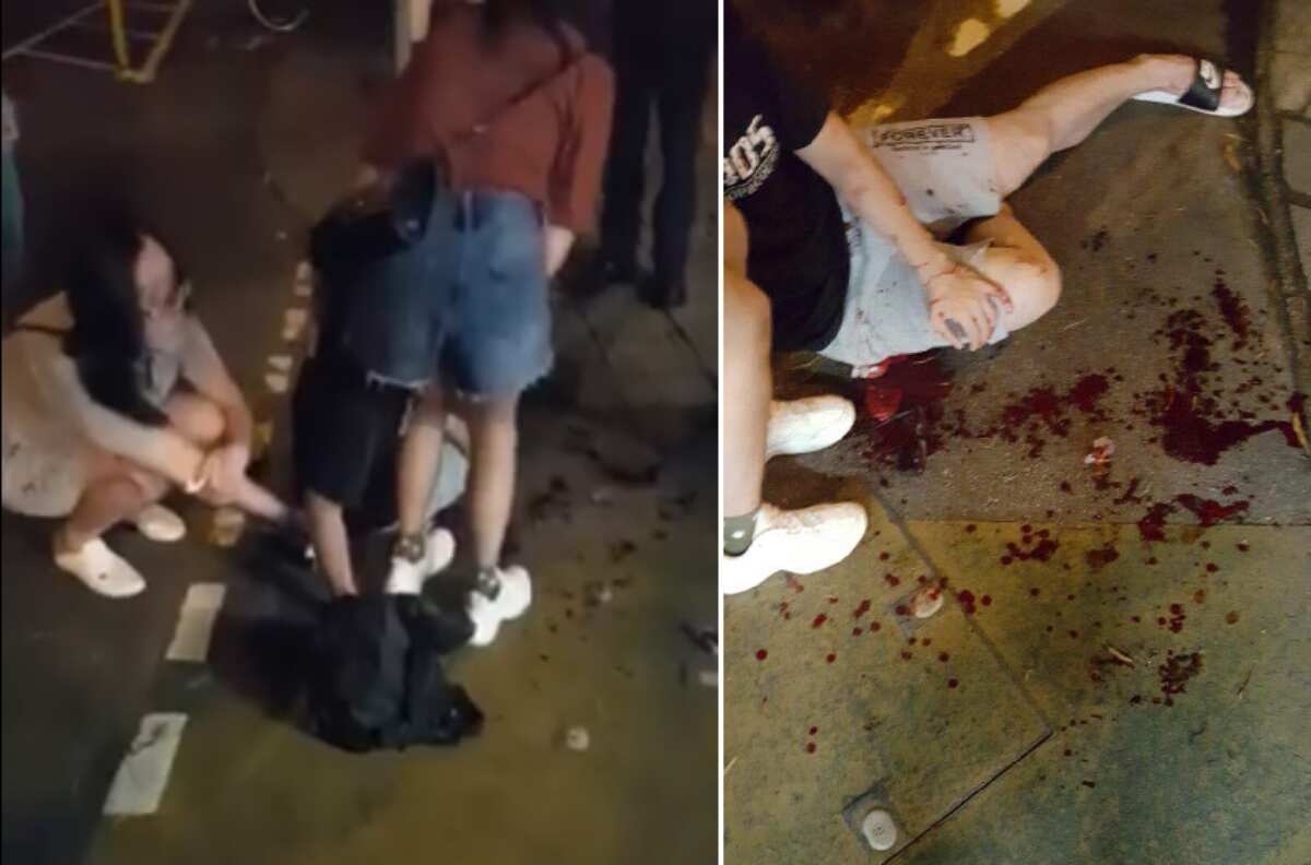 Three people was stabbed inside pedestrian tunnel. 