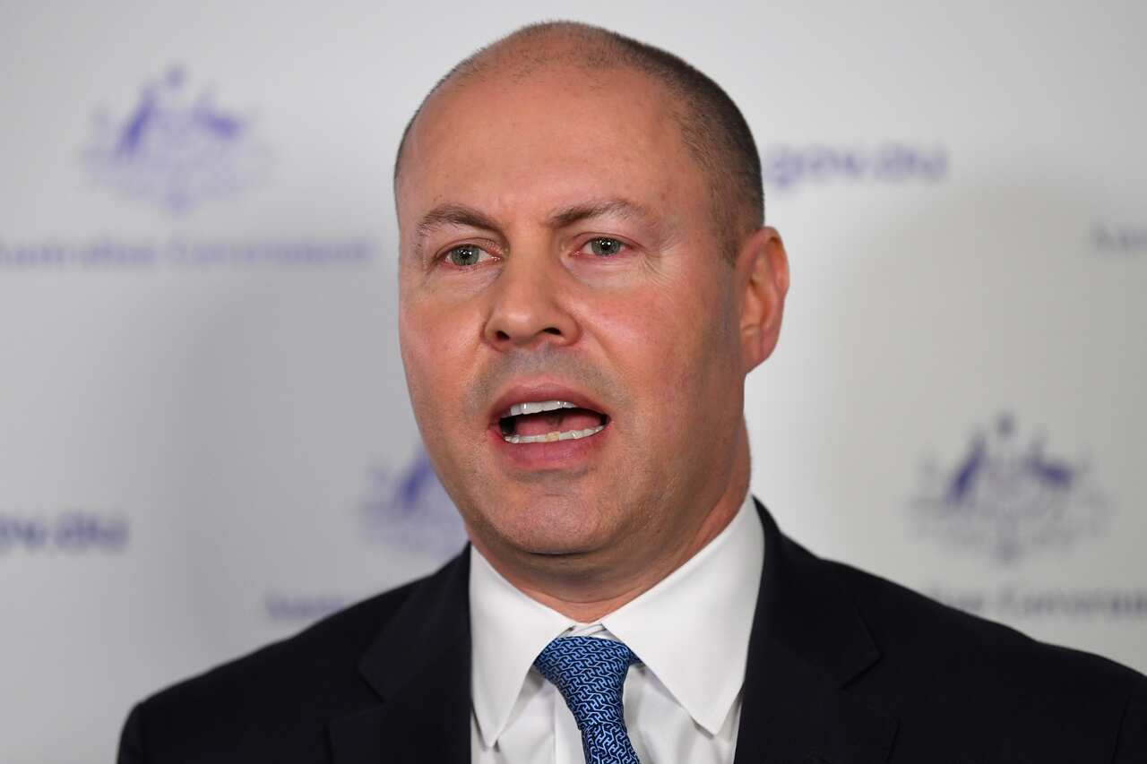 Treasurer Josh Frydenberg addresses the media during a press conference.