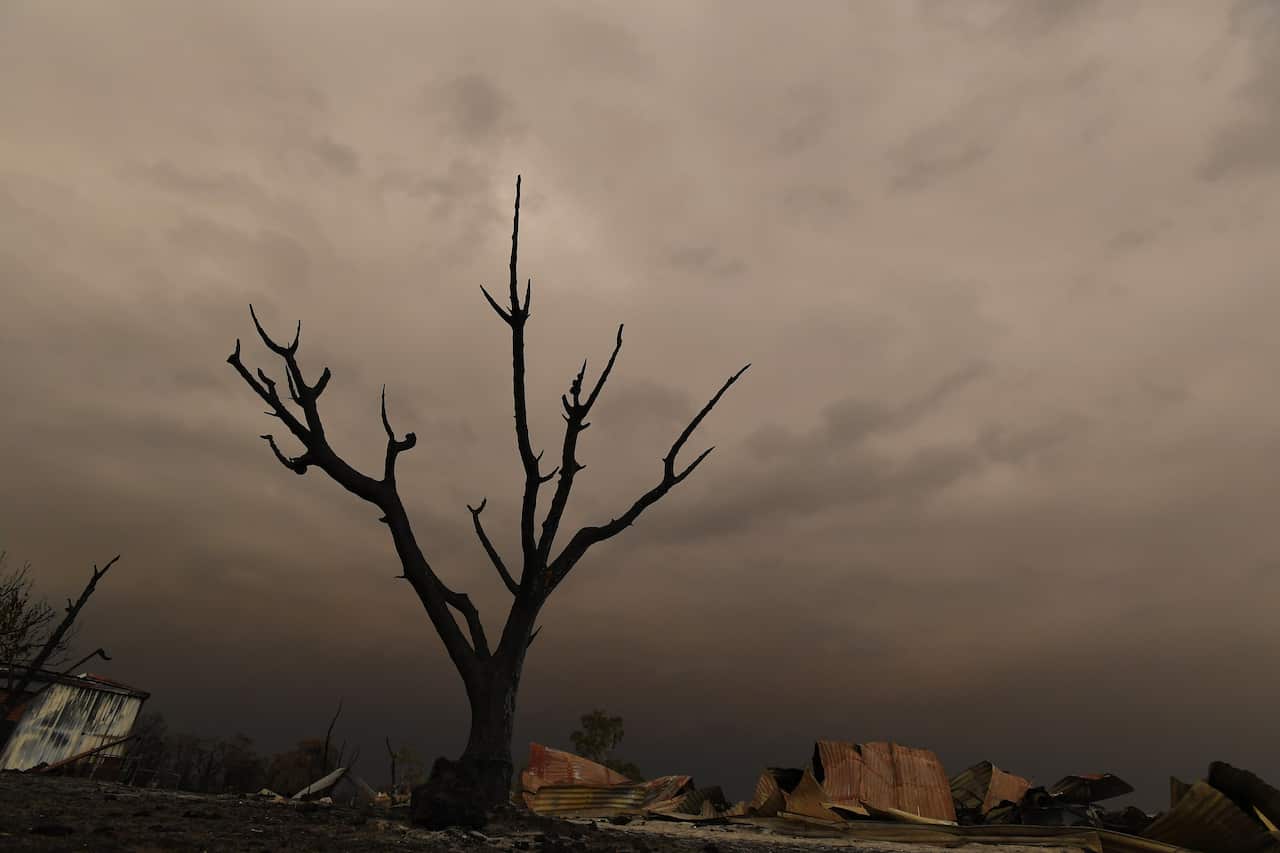 The remains of a burnt-out property in Bruthan South, Victoria.