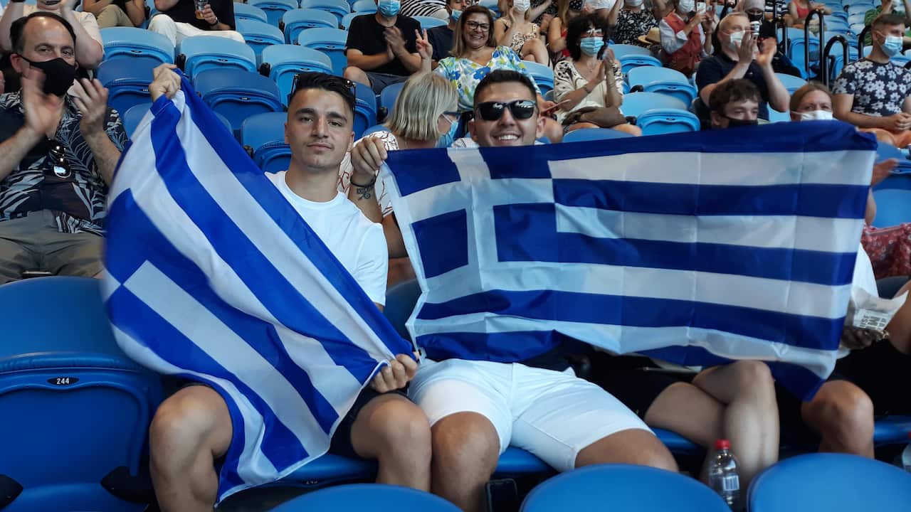 Stefanos Tsitsipas' fans at the 2021 Australian Open. 