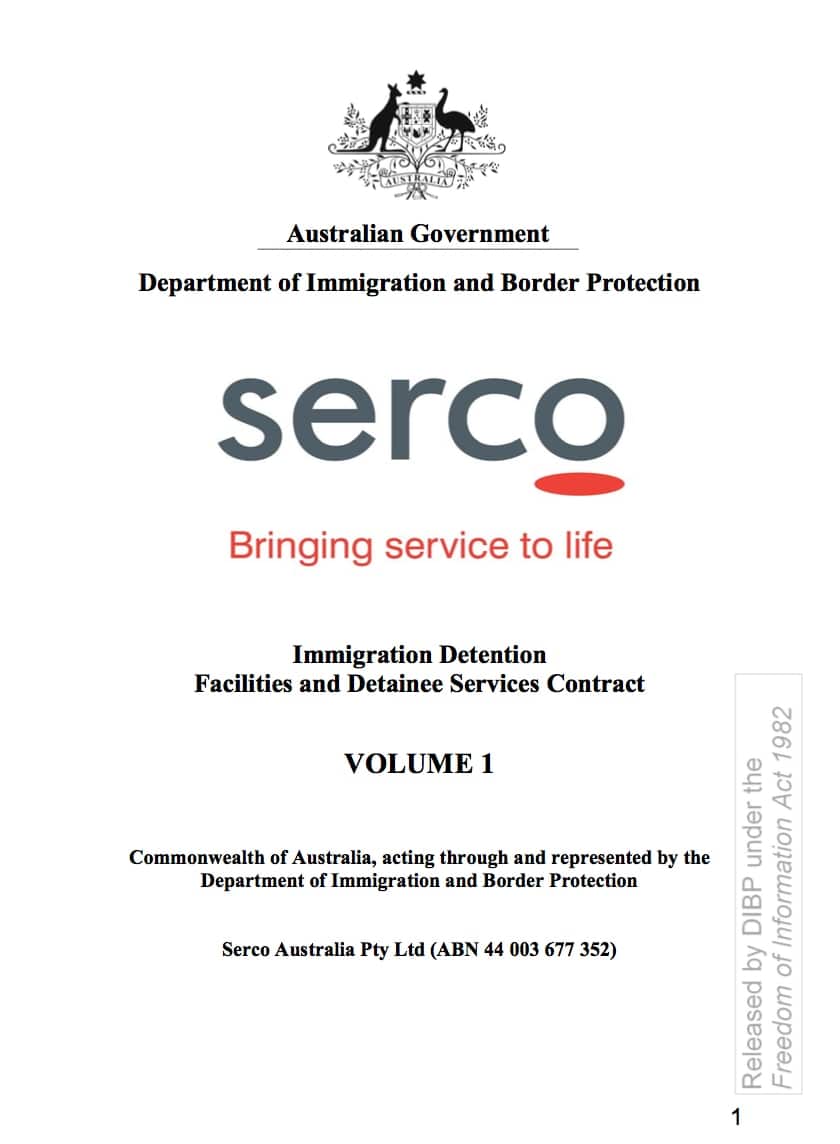 Serco's contract with Home Affairs obtained through FOI.