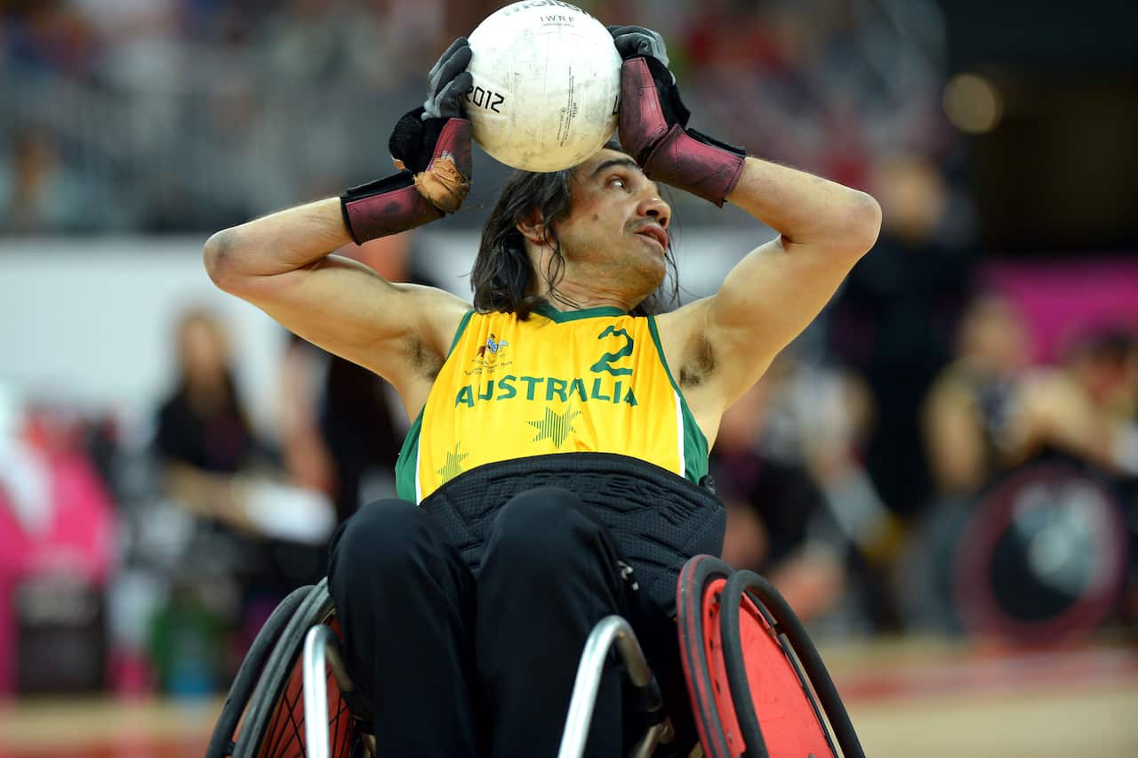 Photograph of Australian Paralympic team members at the 2012 Summer Paralympic Games in London
