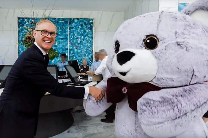 Ralan director William O'Dwyer at the 2018 launch of the Ruby Apartments on the Gold Coast.