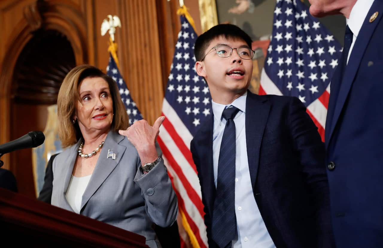 Nancy Pelosi and Joshua Wong in Washington