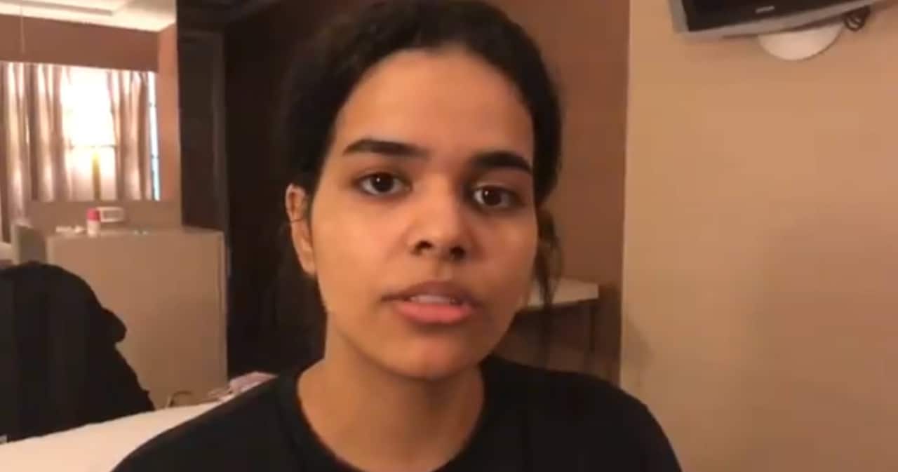 Rahaf Mohammed Multaq al-Qunan in her hotel room.