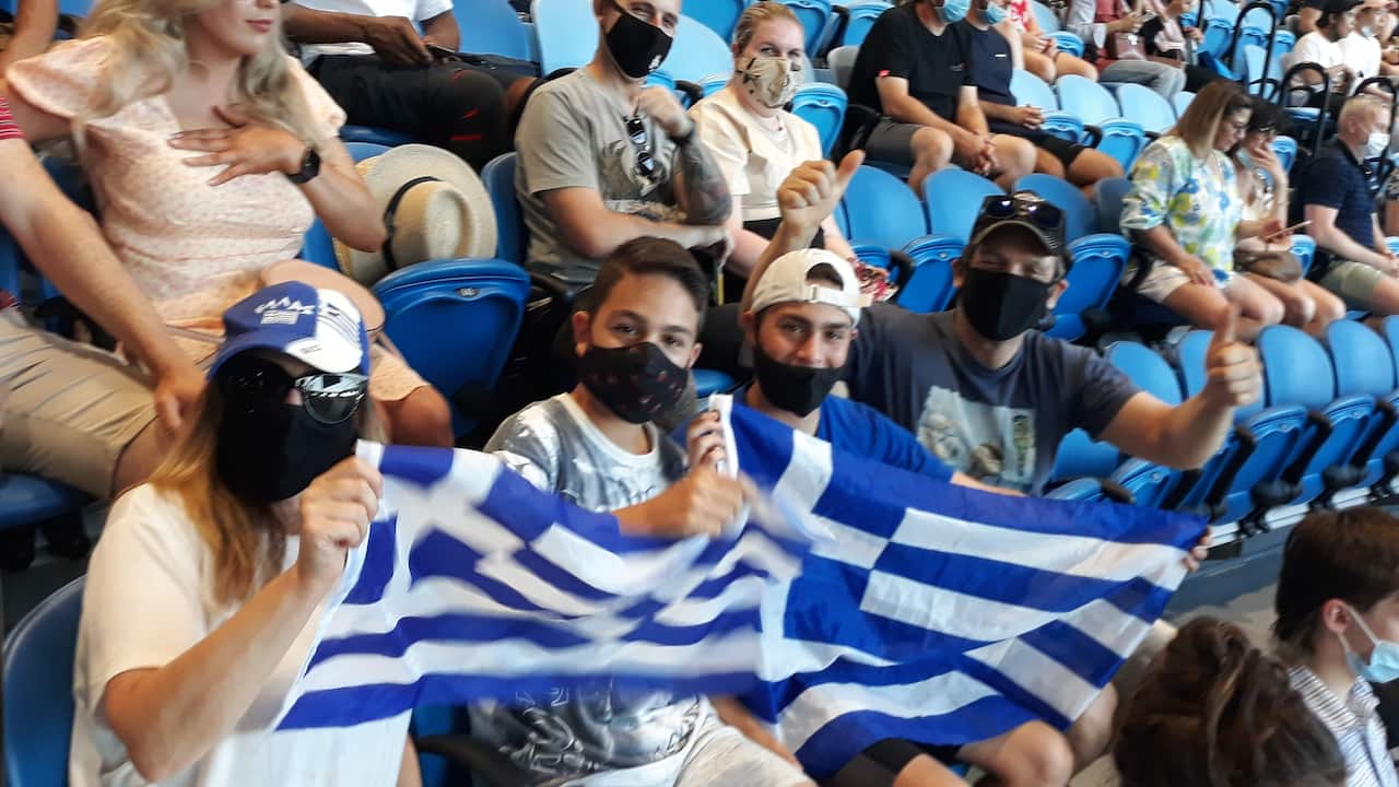 Stefanos Tsitsipas' fans at the 2021 Australian Open. 