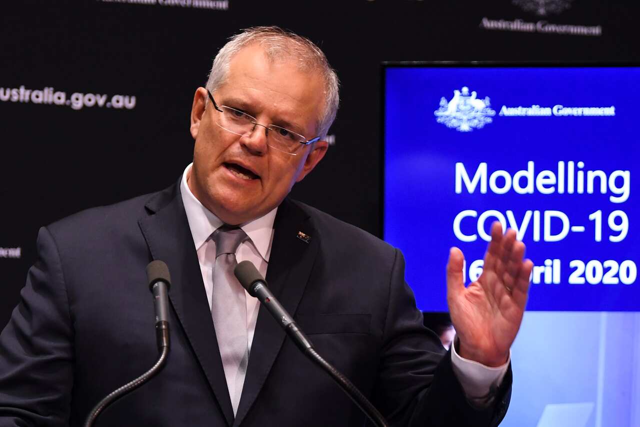 Prime Minister Scott Morrison speaks to the media during a press conference at Parliament House in Canberra.