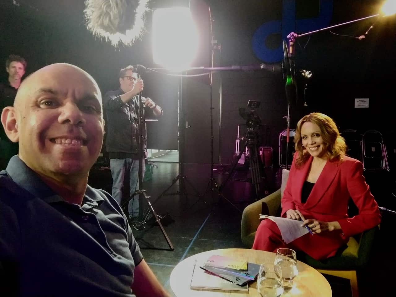 Living Black set with Karla Grant interviewing Steven Oliver