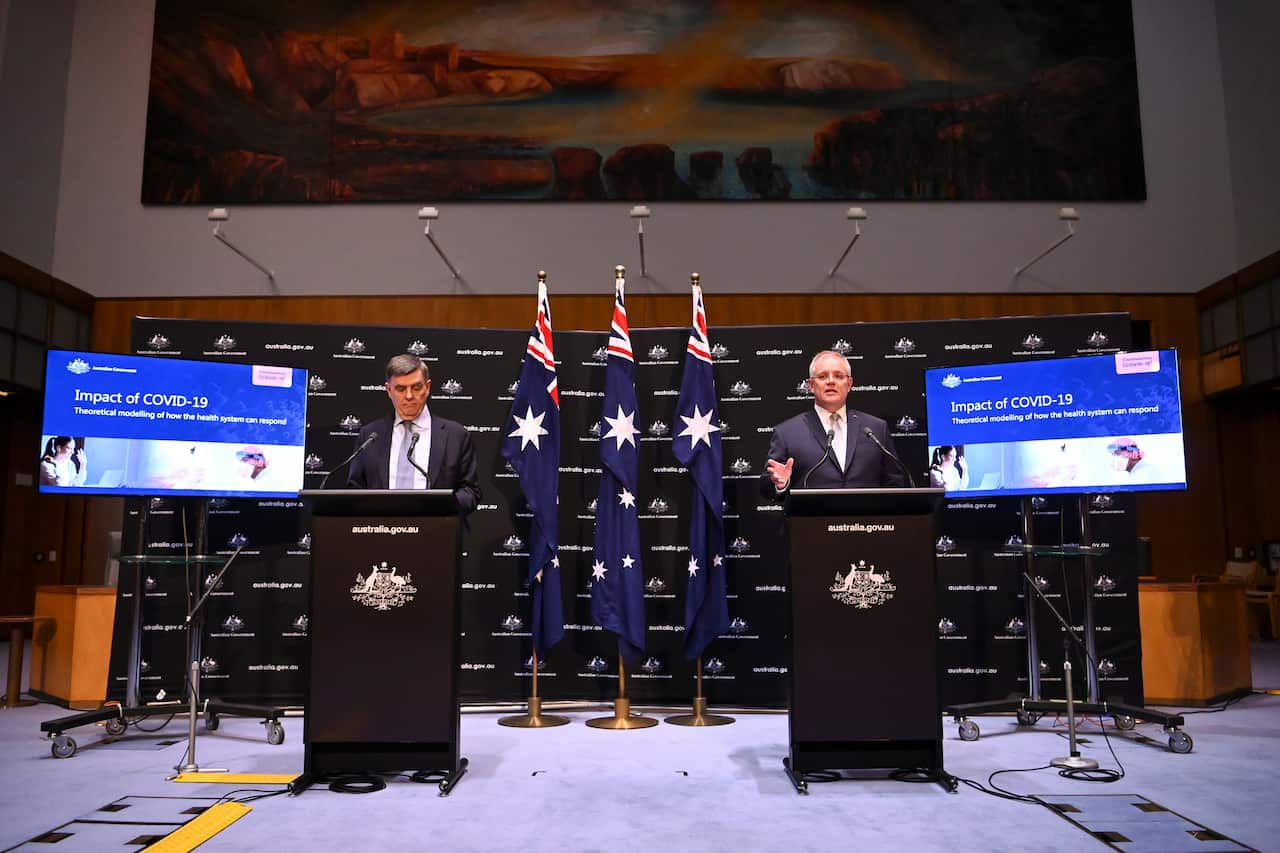 Australia's Chief Medical Officer Dr Brendan Murphy and Prime Minister Scott Morrison presented the modelling on Tuesday.