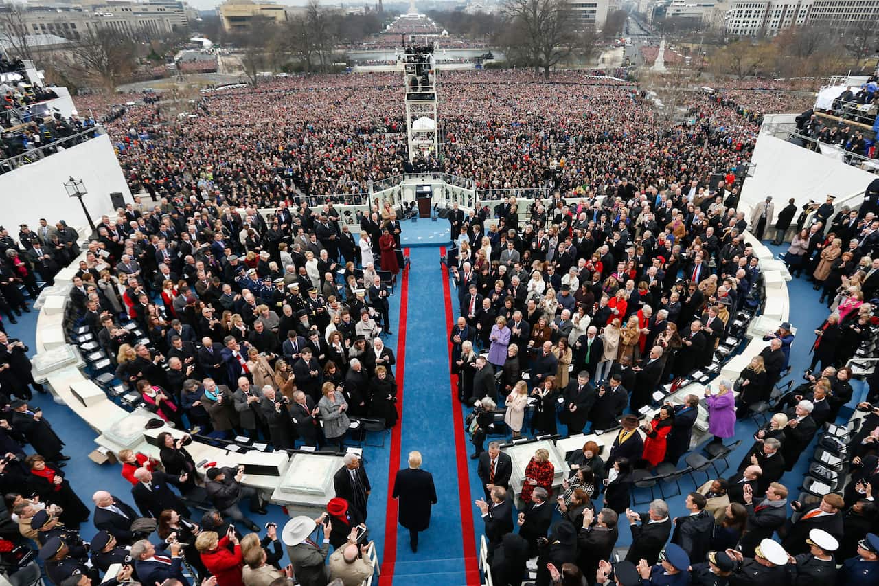President-elect Donald Trump arrives during the 58th Presidential Inauguration at the U.S. Capitol in Washington, Friday, Jan. 20, 2017. (AP Photo/Carolyn Kaster)
