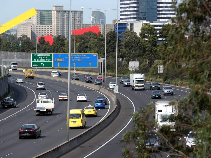 Traffic on a freeway in Melbourne