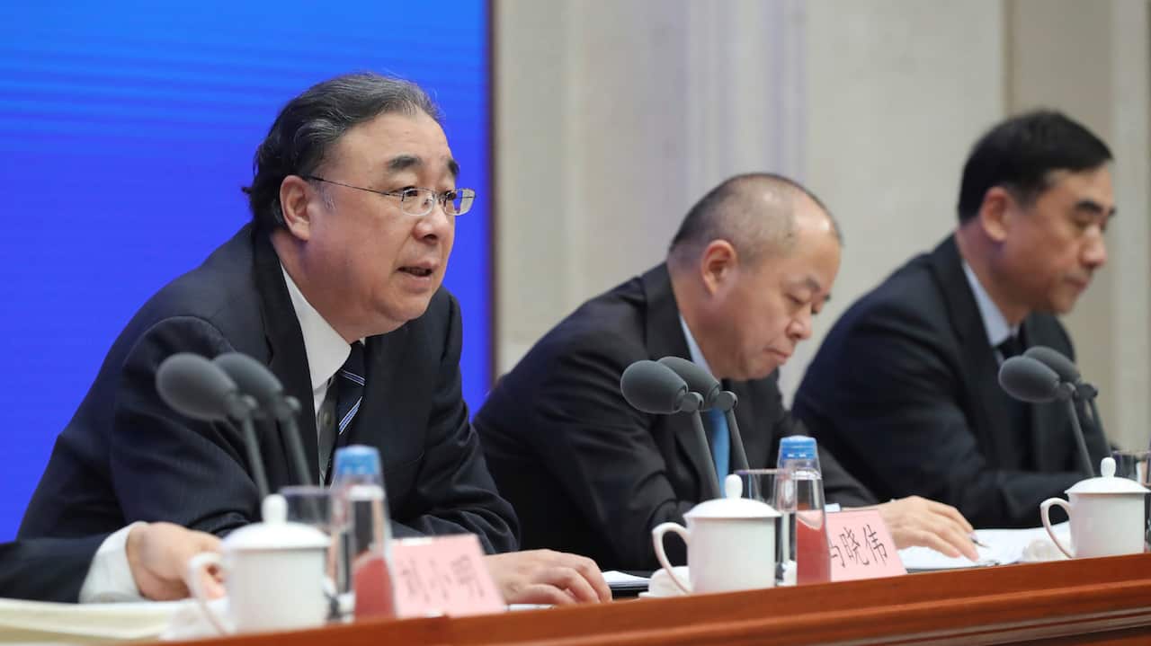 China's Health Commission Minister Ma Xiaowei at a press conference about the outbreak of the coronavirus