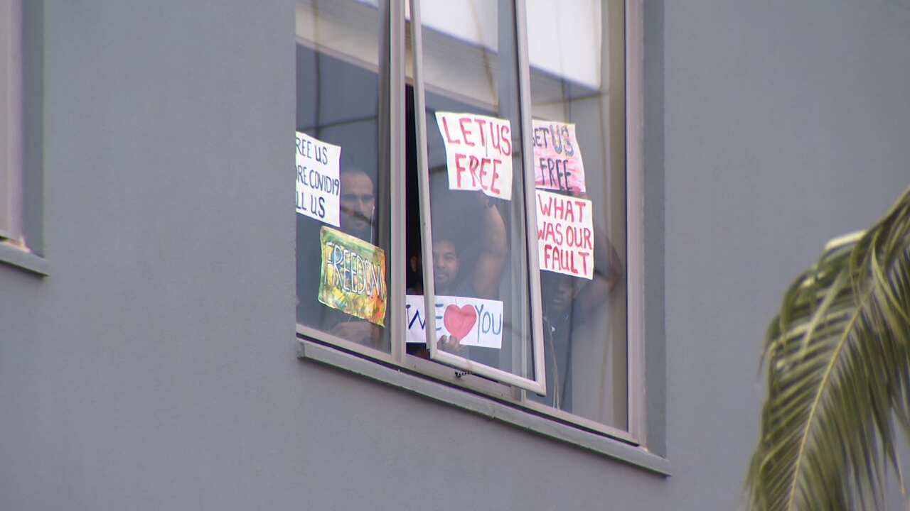 Refugees and asylum seeker in Melbourne's Mantra "alternative place of detention (APOD)" hotel.