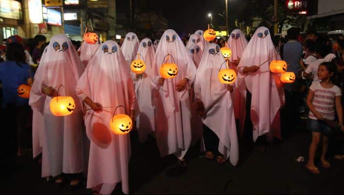 Halloween trick-or-treaters.