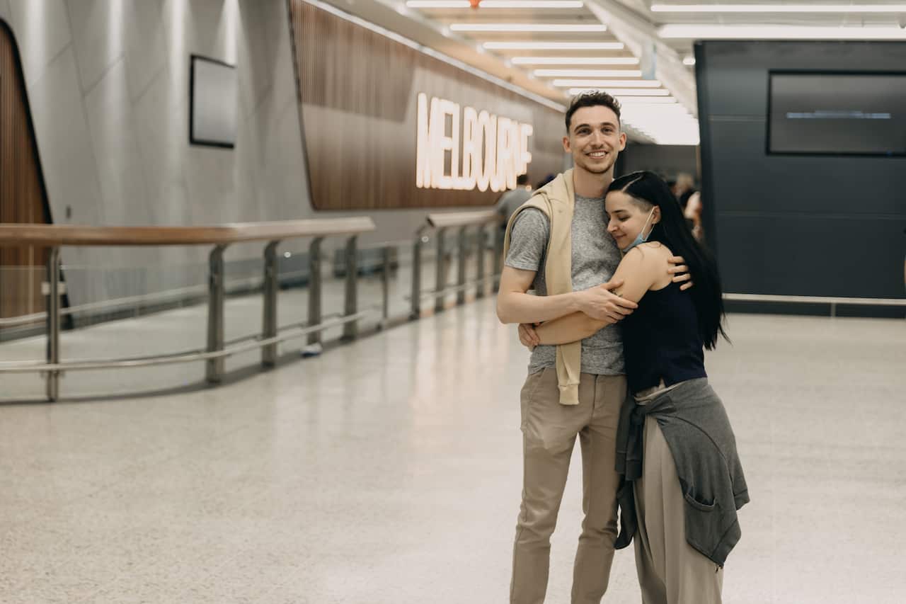 Vittorio e Chiara all'aereoporto di Melbourne.