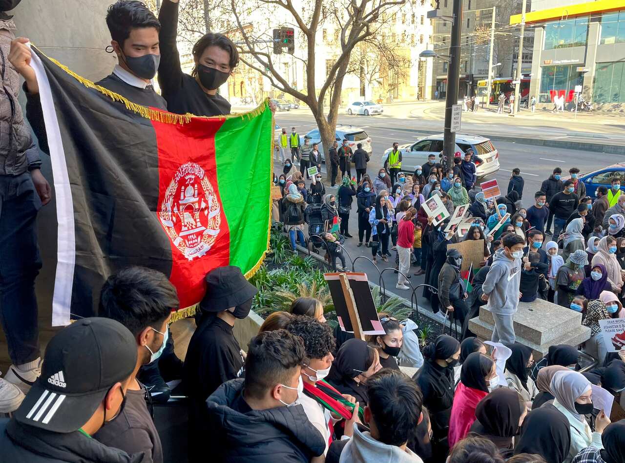 Hundreds rallied in Adelaide on Saturday, protesting against the Taliban's violence in Afghanistan.