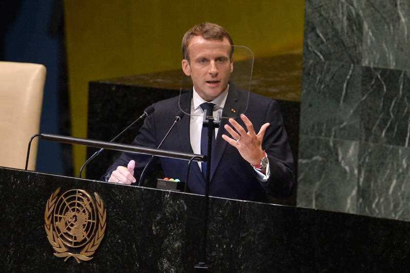 French President Emmanuel Macron addresses the 73rd United Nations General Assembly.