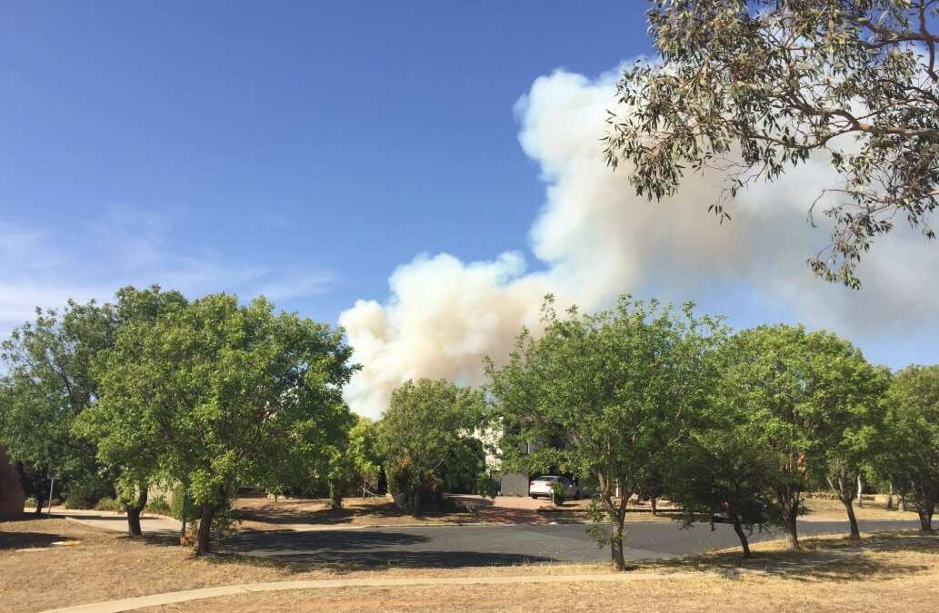 The fire near Canberra Airport on Wednesday.
