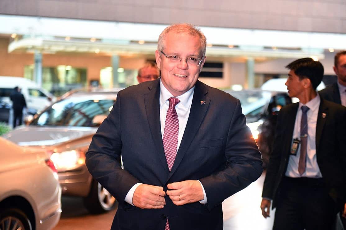Australia's Prime Minister Scott Morrison arrives ahead of the 2018 ASEAN Summit in Singapore, Tuesday, November 13, 2018. (AAP Image/Mick Tsikas) NO ARCHIVING