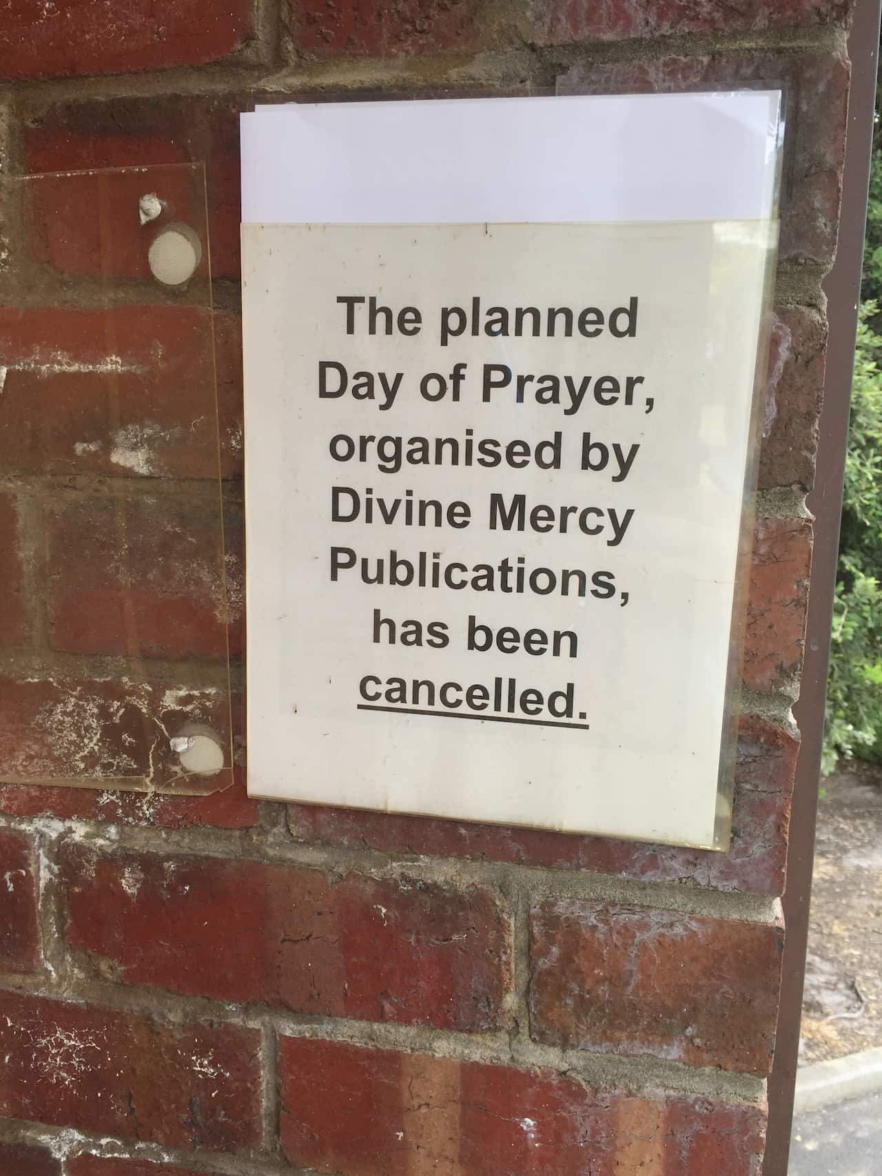 A sign outside Nazareth House Chapel in Camberwell.