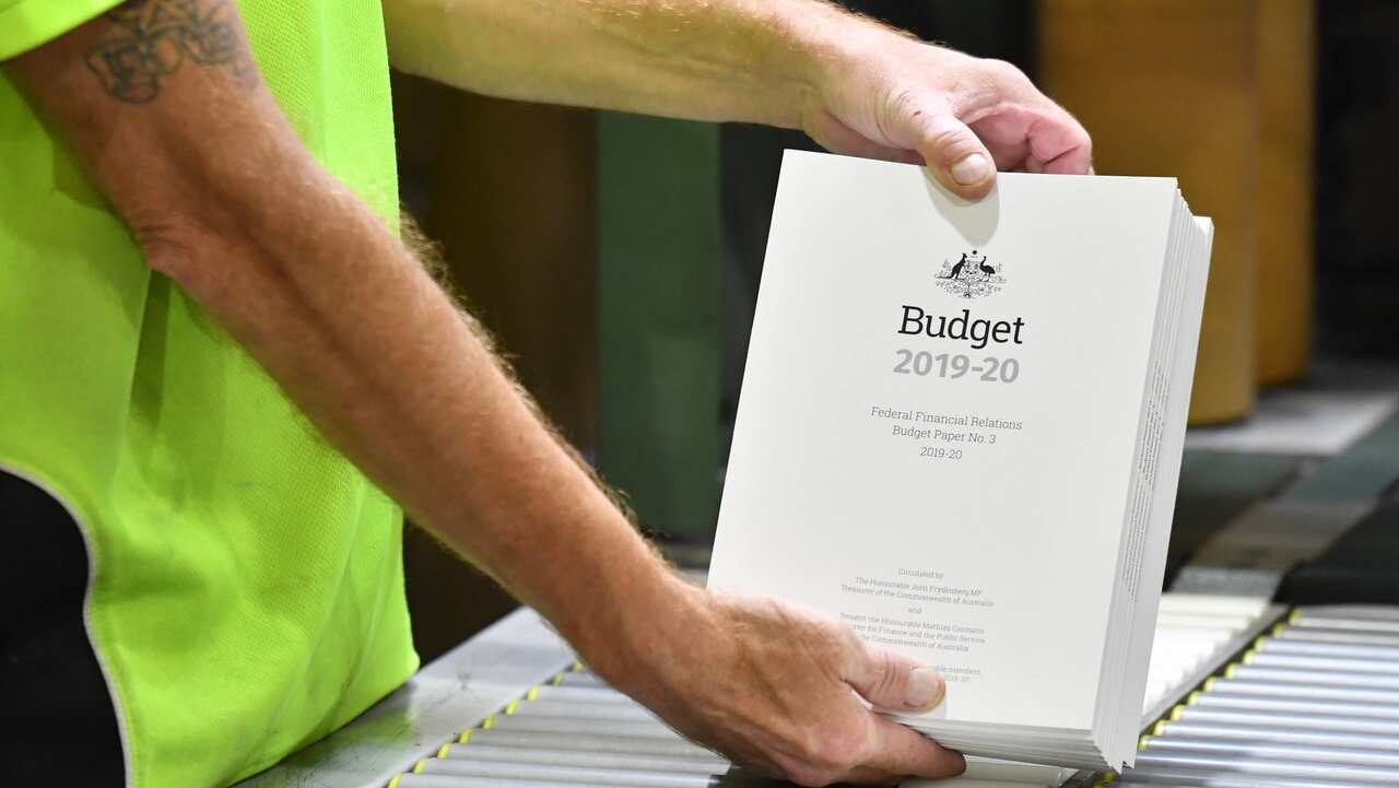 The 2019-2020 Budget Papers are seen at a printing facility.