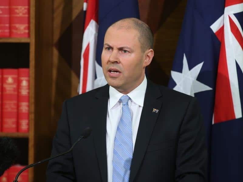 Treasurer Josh Frydenberg speaks at a press conference in Melbourne.