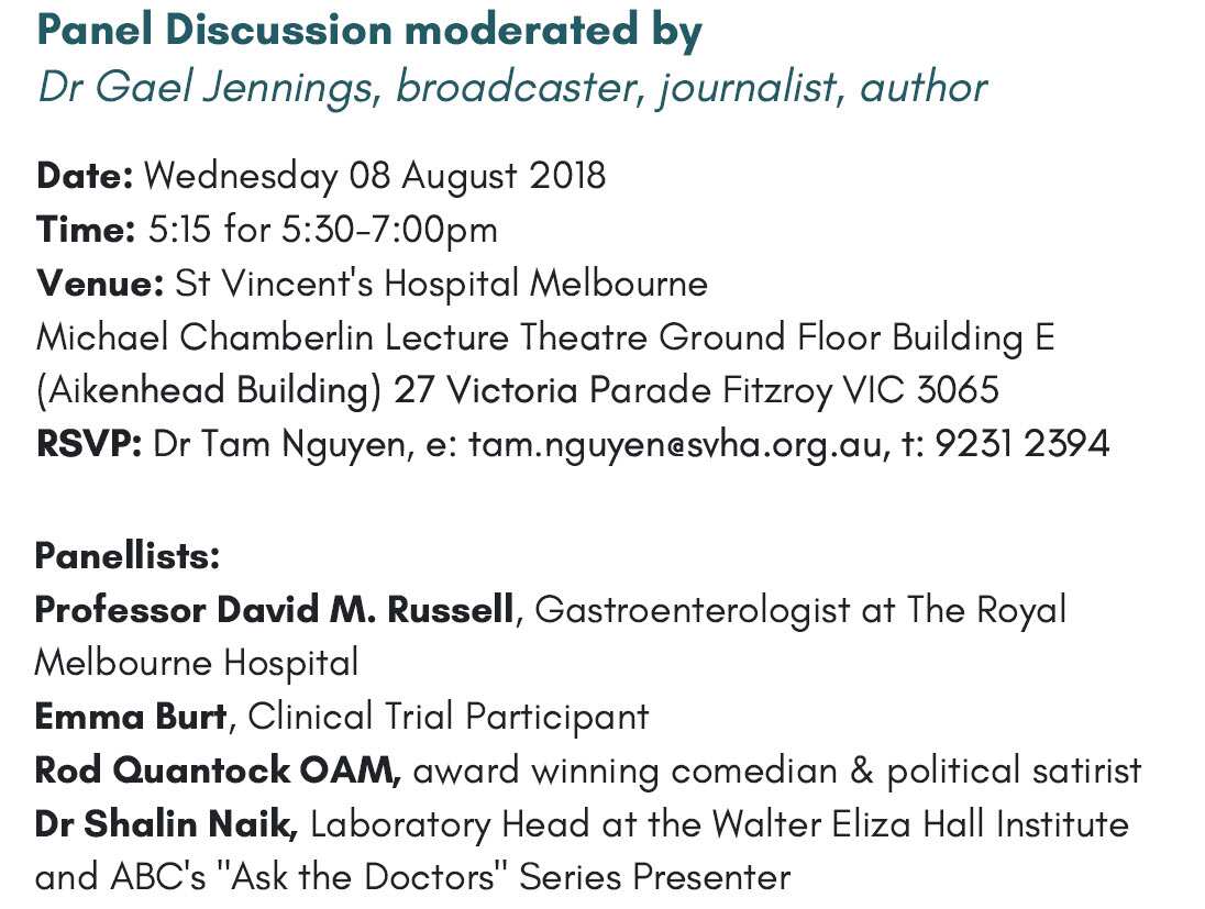 Thông tin về buổi nói chuyện tại BV St Vincent's Melbourne 
