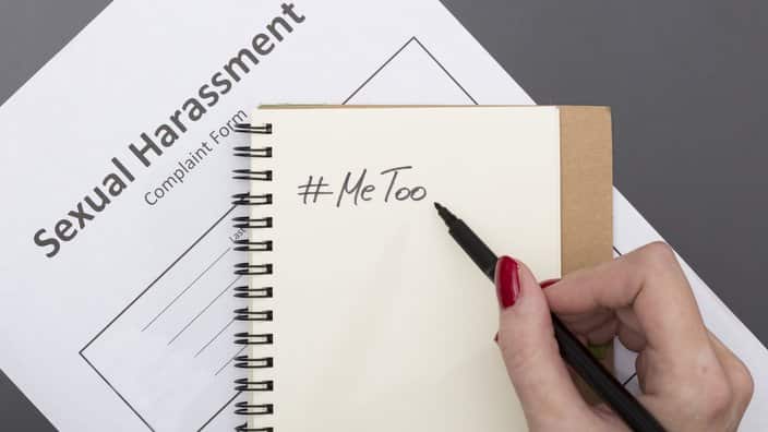 Woman with note # Me Too