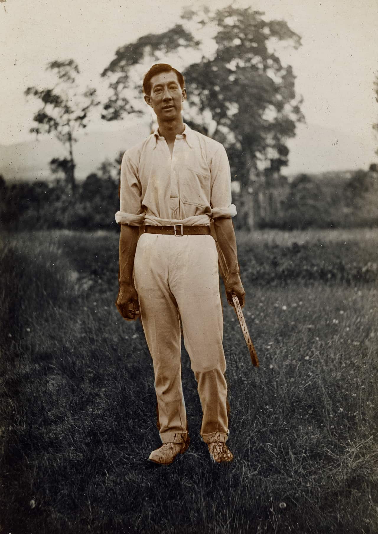 Nathaniel Cheong preparing to play Tennis.