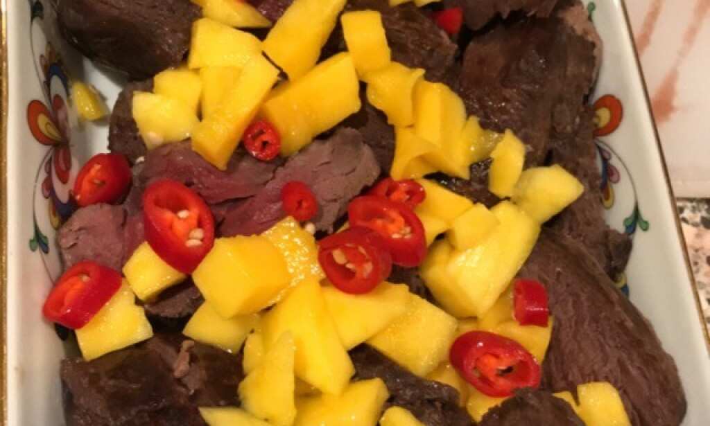 Pia Olden cooked a new dish with horse meat prepared with chilli and mango. 