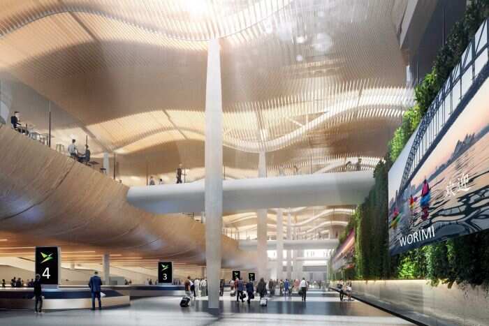 PHOTO: An artist's impression of the terminal shows bag collection and a leafy backdrop.