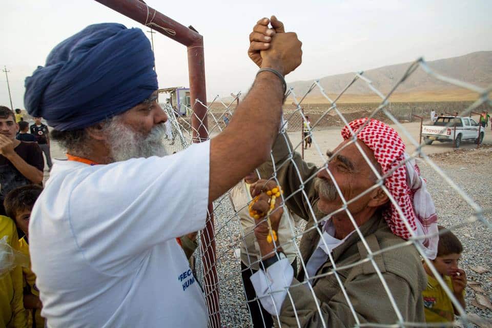 “This Yazidi gentleman was so happy to see me that he ran up to the fence to greet me and pass on his sincere thanks for the help from Khalsa Aid” Ravi Singh