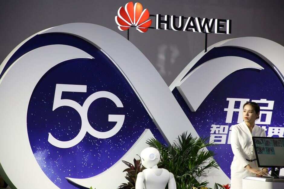 The Huawei booth at a Chinese 5G technology expo
