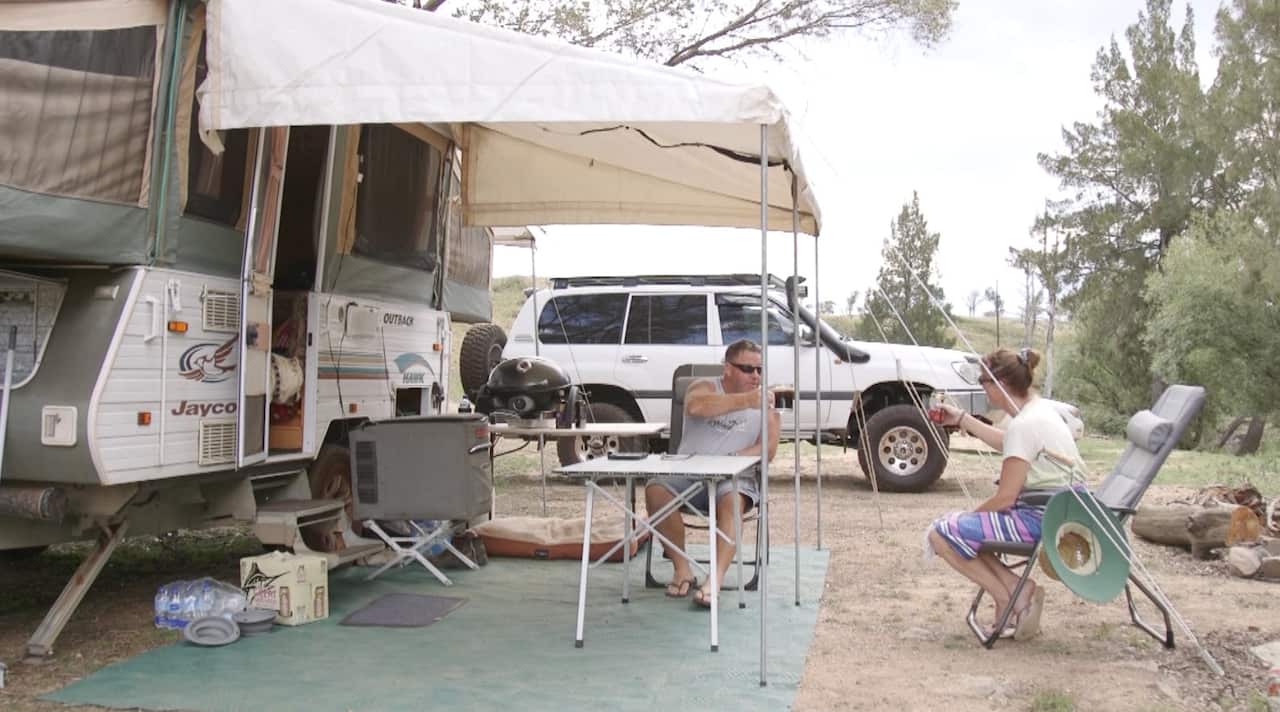 Campers relax on Rogers Fagan's property. 
