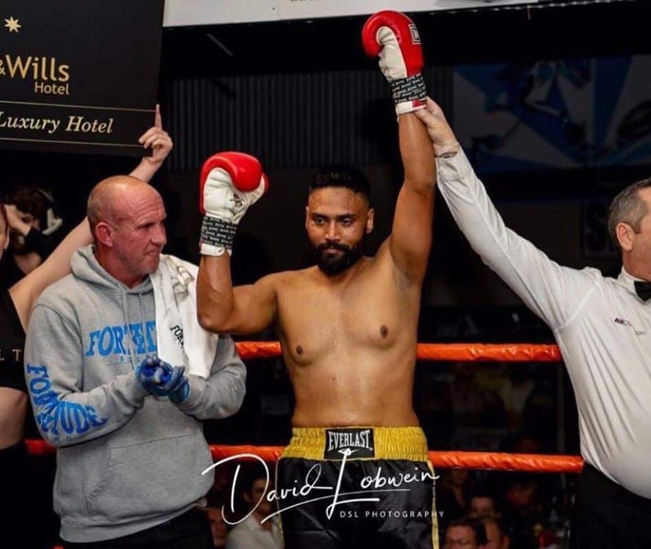 Gurjaswinder Singh after winning his debut boxing match in Australia.