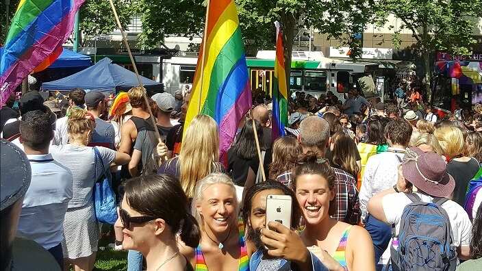 Time for a selfie minutes after the announcements of the postal plebiscite.