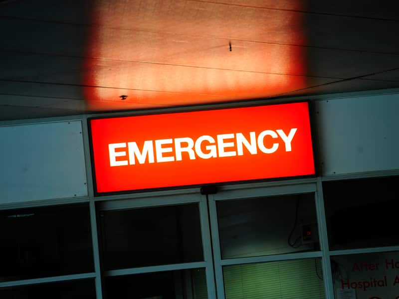 An emergency department sign