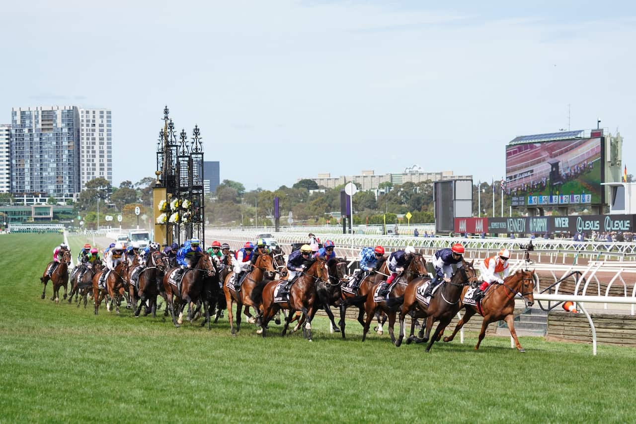 The action of race seven at the Melbourne Cup 2019 