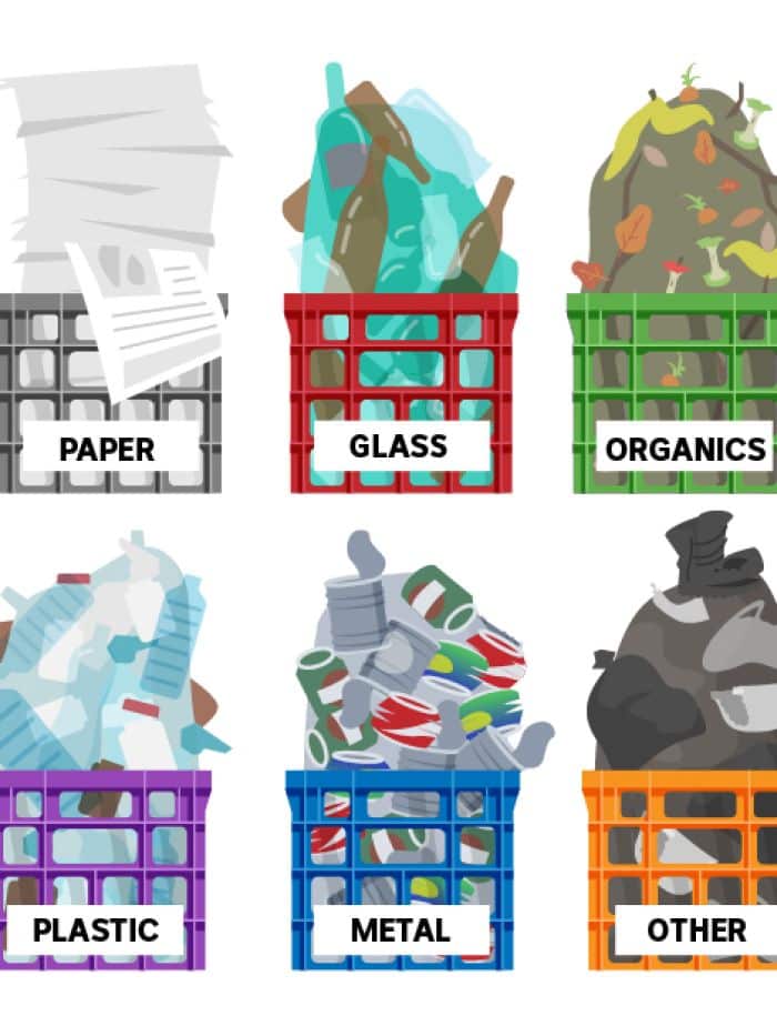 Graphic of six crates recycling crisis Victoria