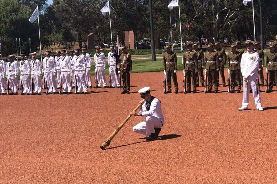 Braidon Newman playing the didgeridoo