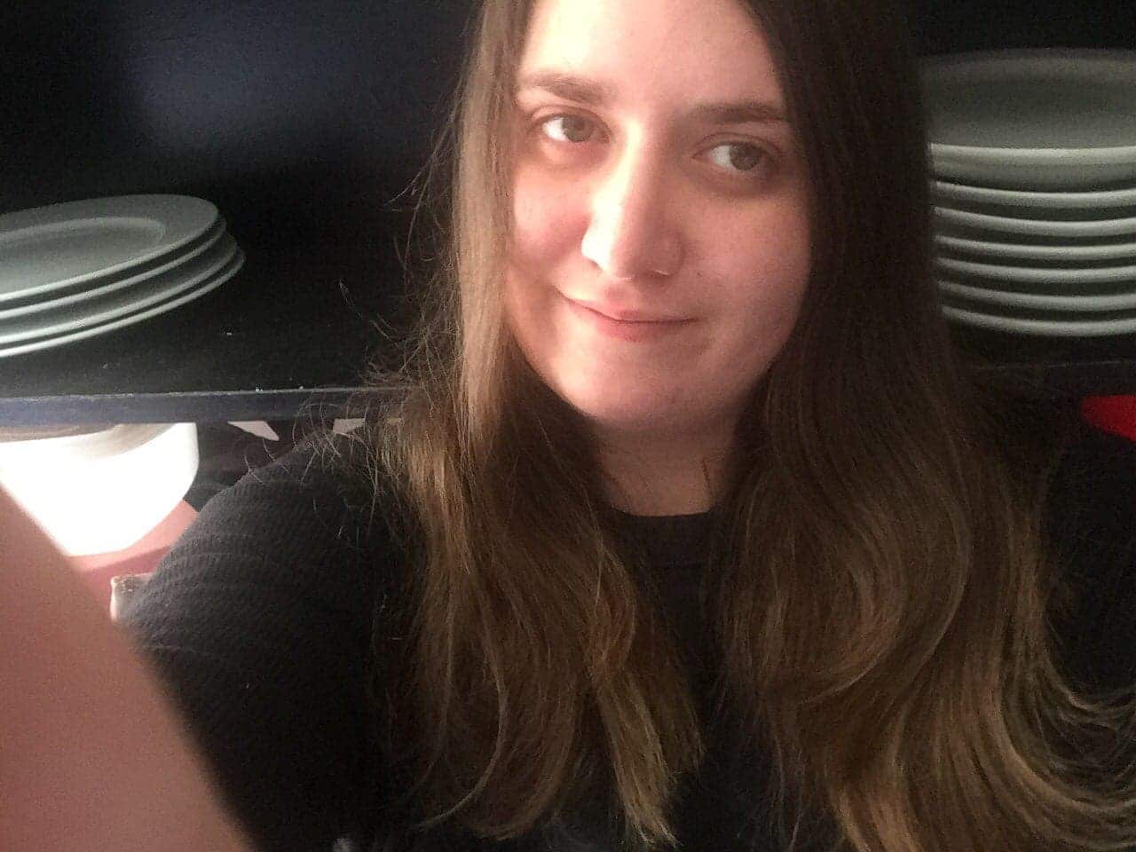 Courtney Herron in her mother's kitchen