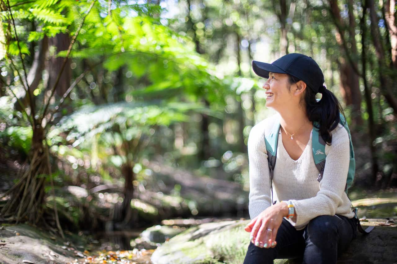 Mayu Kataoka, a Sydney-based Japanese Shinrinyoku (forest-bathing) instructor, holds walk tours in Sydney. 