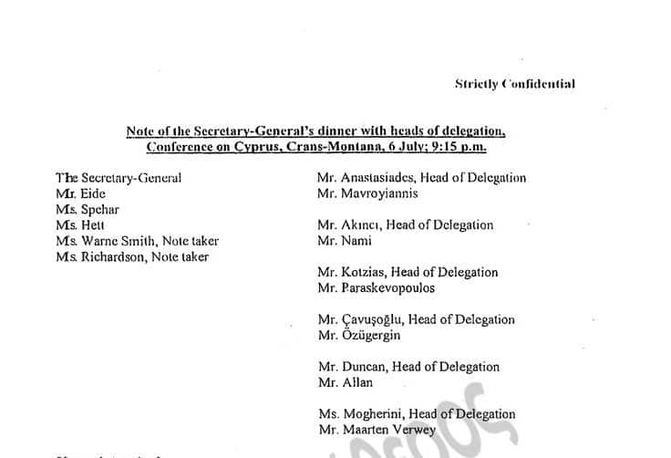 Cyprus issue: New revelations on the last supper of Crans-Montana