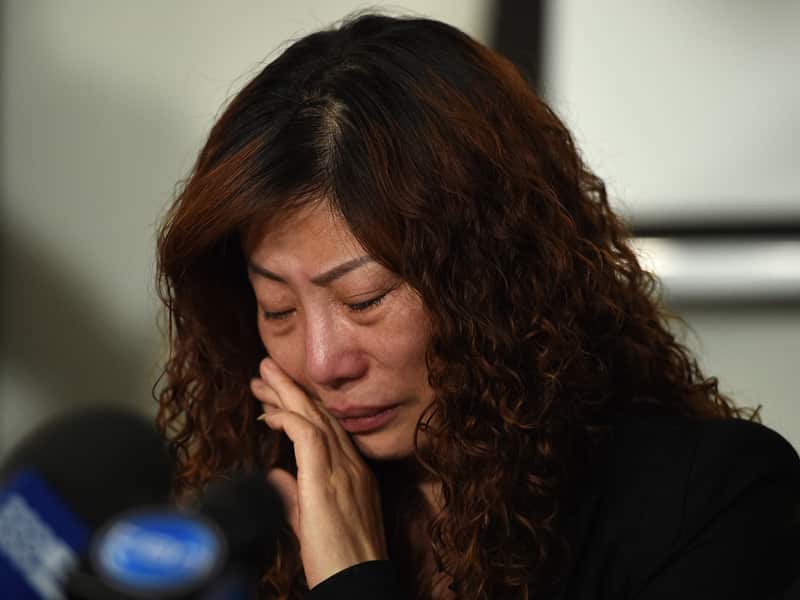 Mei Zhang, the mother of Chinese student Mengmei Leng