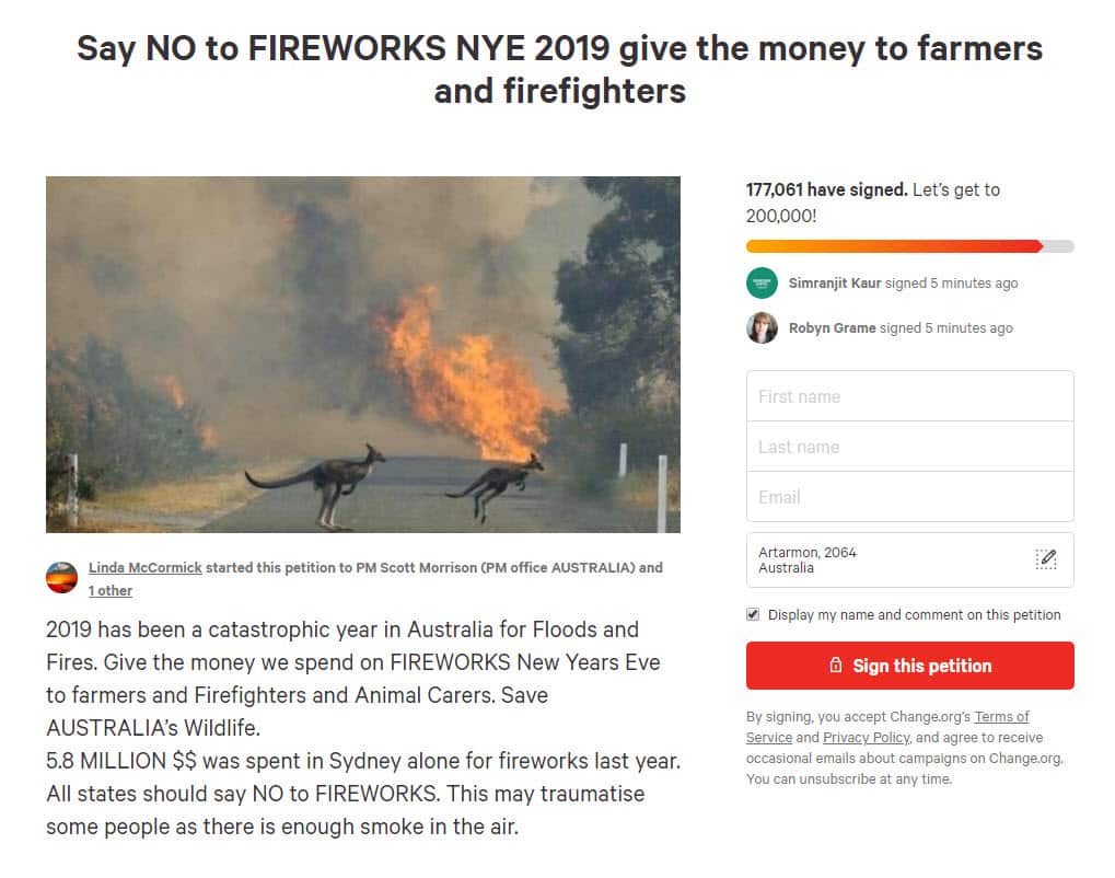 Say NO to FIREWORKS NYE 2019 