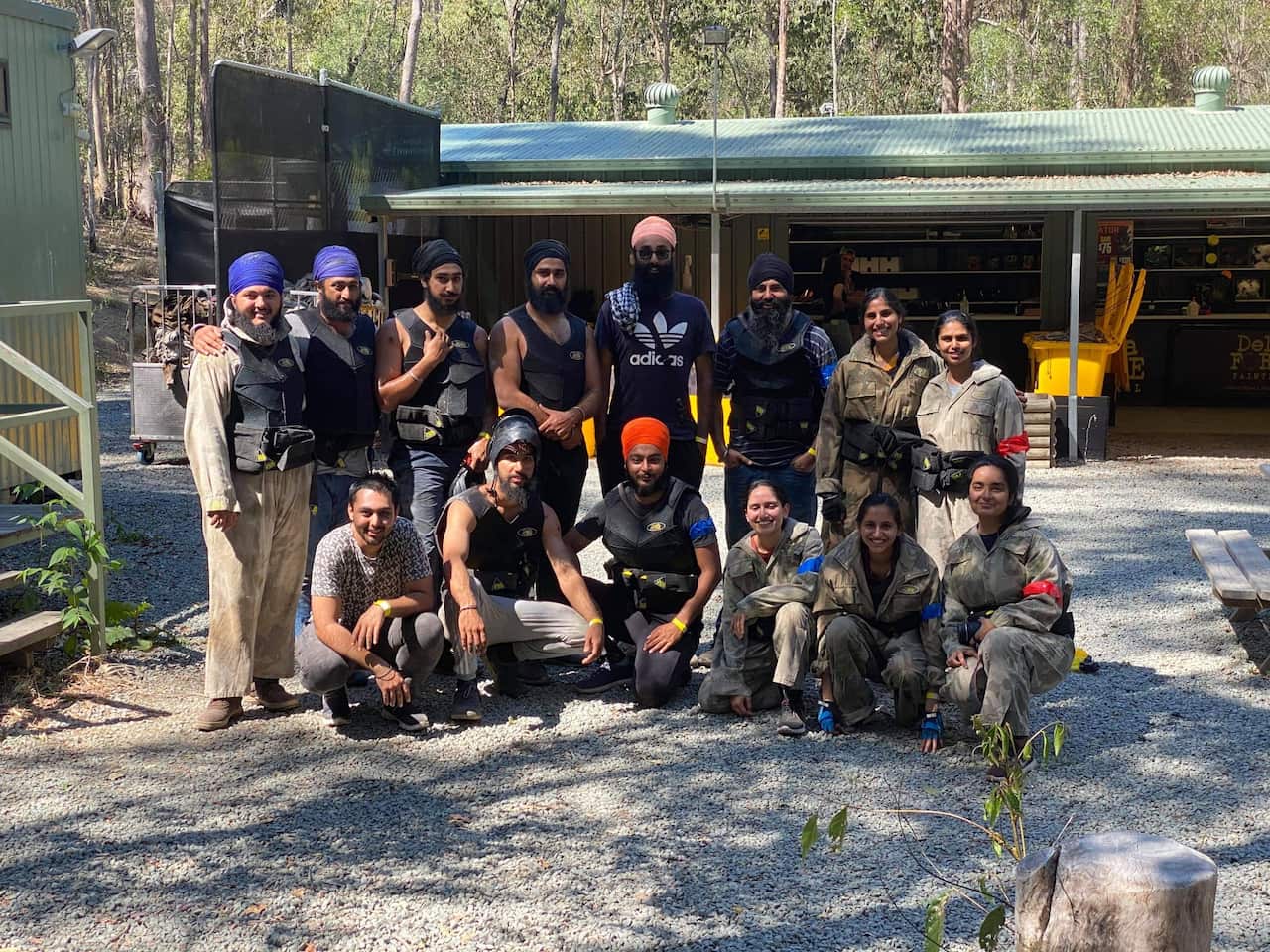 UQ Sikh Society members at Delta Force Petrie - Brisbane Paintball