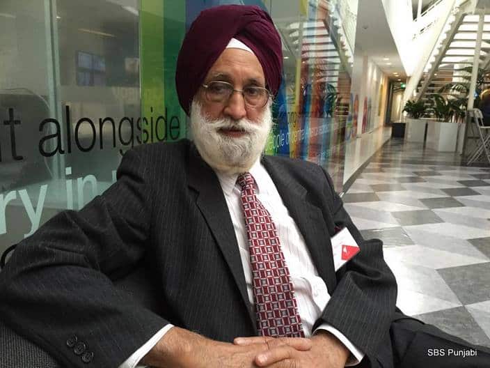 Balbir Singh Banwait, the son of Hav Waryam Singh, at SBS Sydney studios